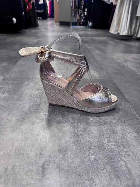 Diamanté ankle strap prom shoe  silver