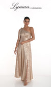 Frank lyman 258724U Gold one shoulder dress