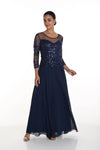 Frank lyman 258714U  Navy chiffon evening dress