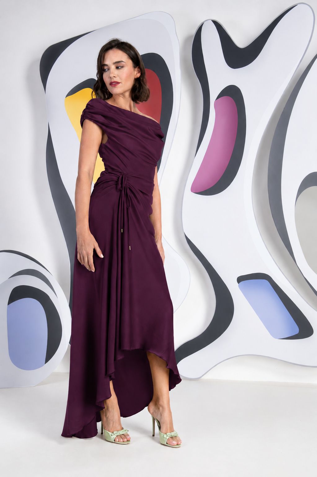 Kevan Jon Eugenia Bardot Asym Plum
