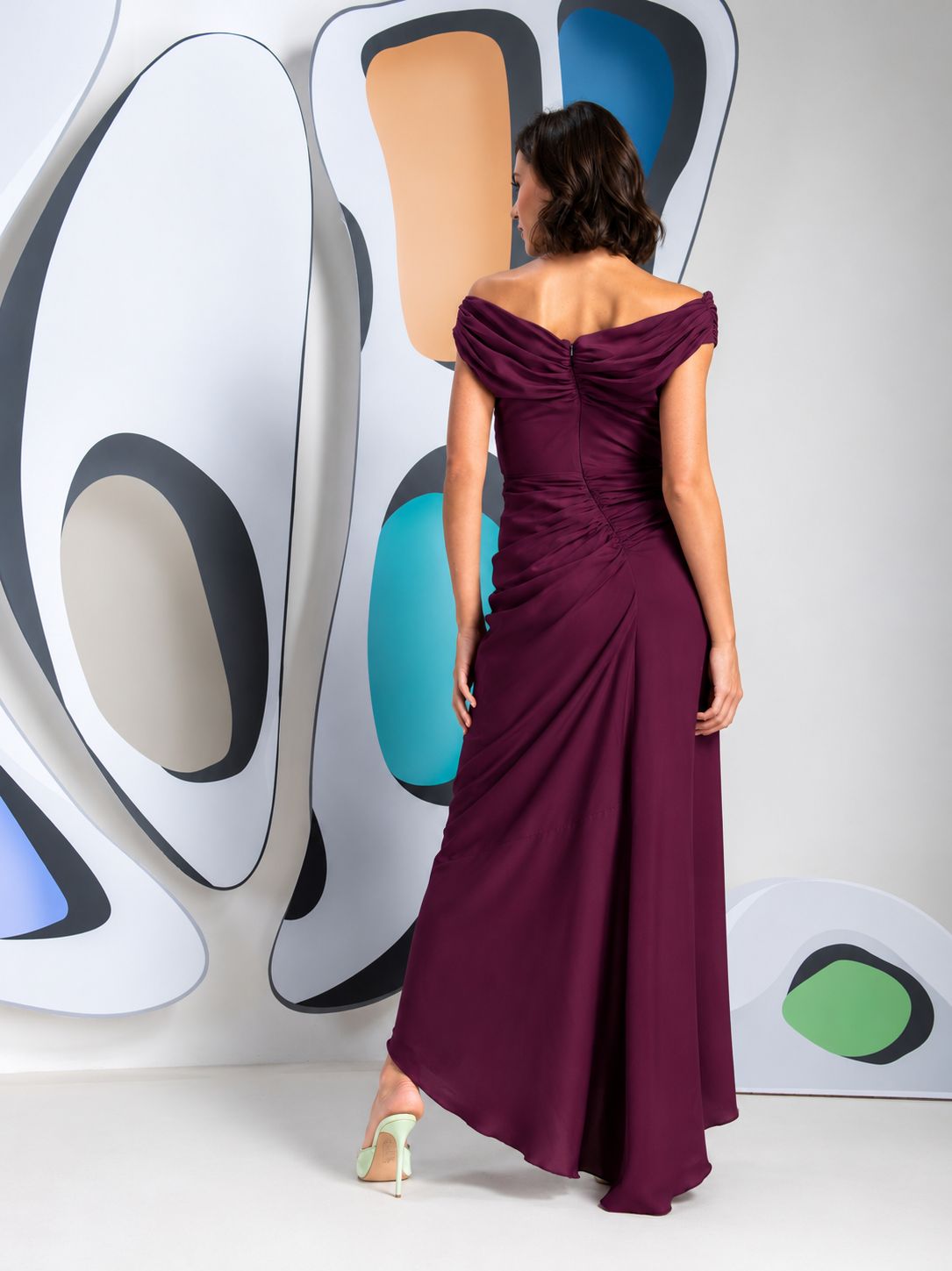 Kevan Jon Eugenia Bardot Asym Plum