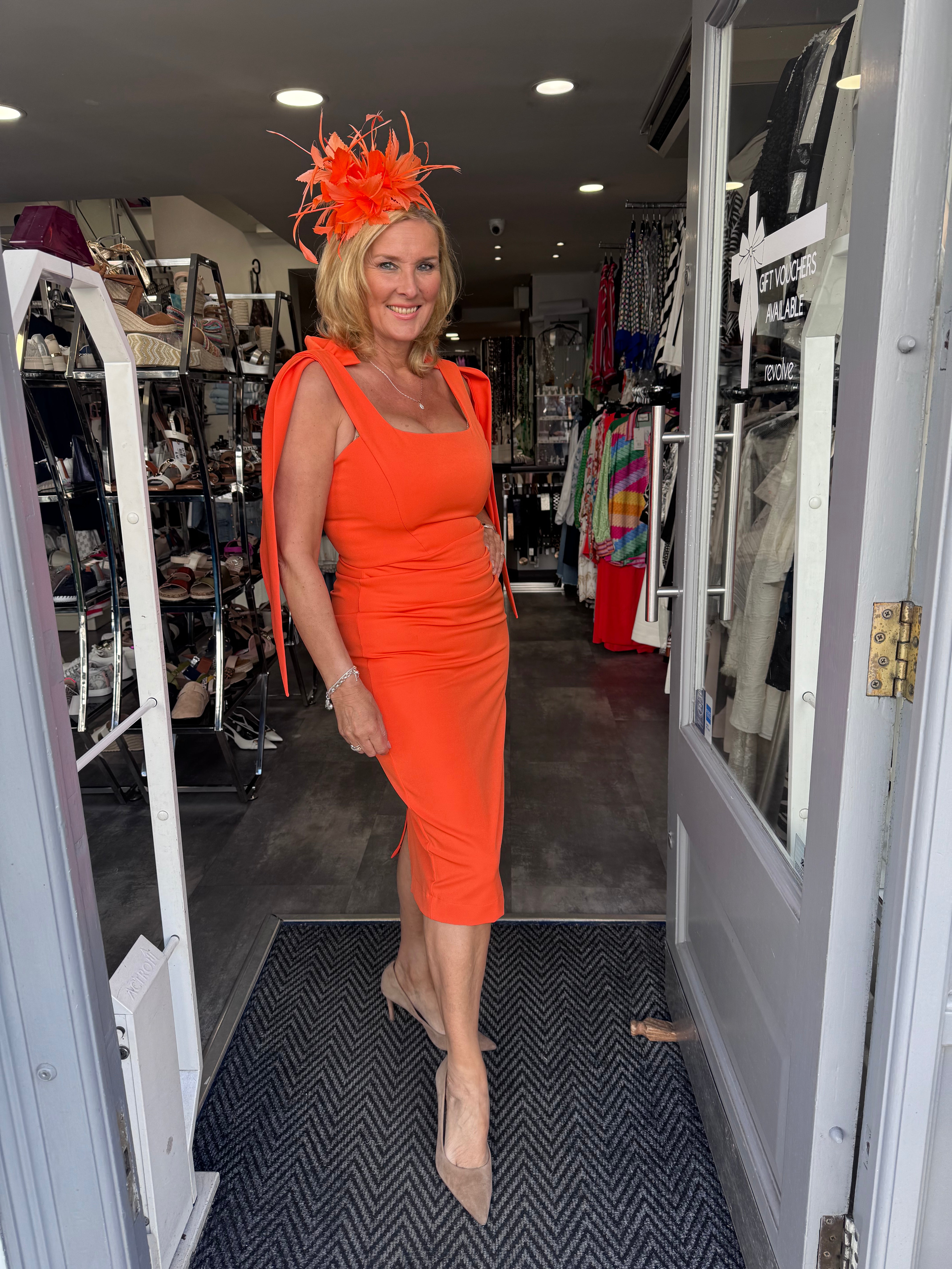 Kevan jon Nancy pencil  dress Bright orange