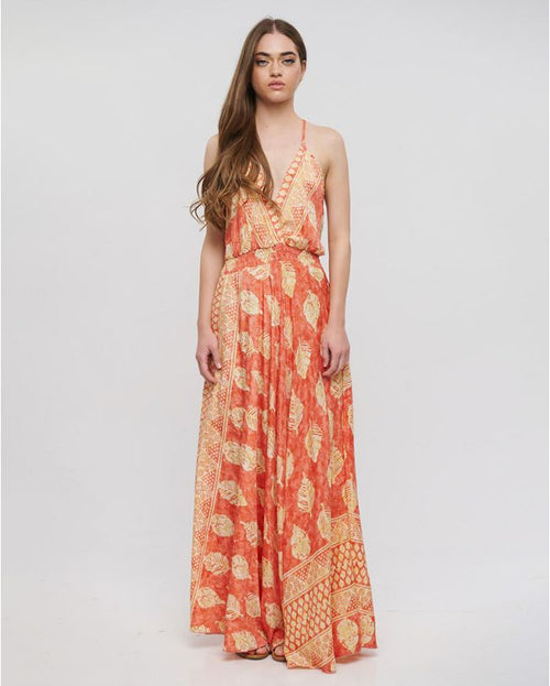 BLE 348-0770 Orange  maxi dress