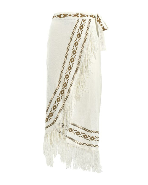 BLE 527-0021 wrap skirt wort fringes