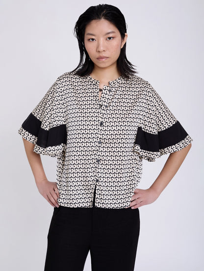 SKATIE BRAND Retro print satin shirt