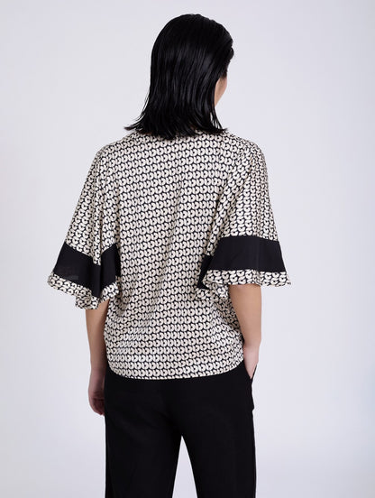 SKATIE BRAND Retro print satin shirt