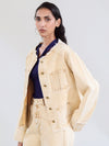 SKATIE BRAND denim jacket  washed effect fringes
