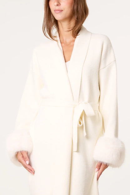 Wild Flower. Wrap coat with faux cuffs. Ivory