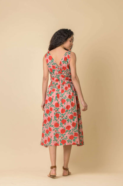 Handprint Dream AN1132C. Lindsay dress. Rouge coral