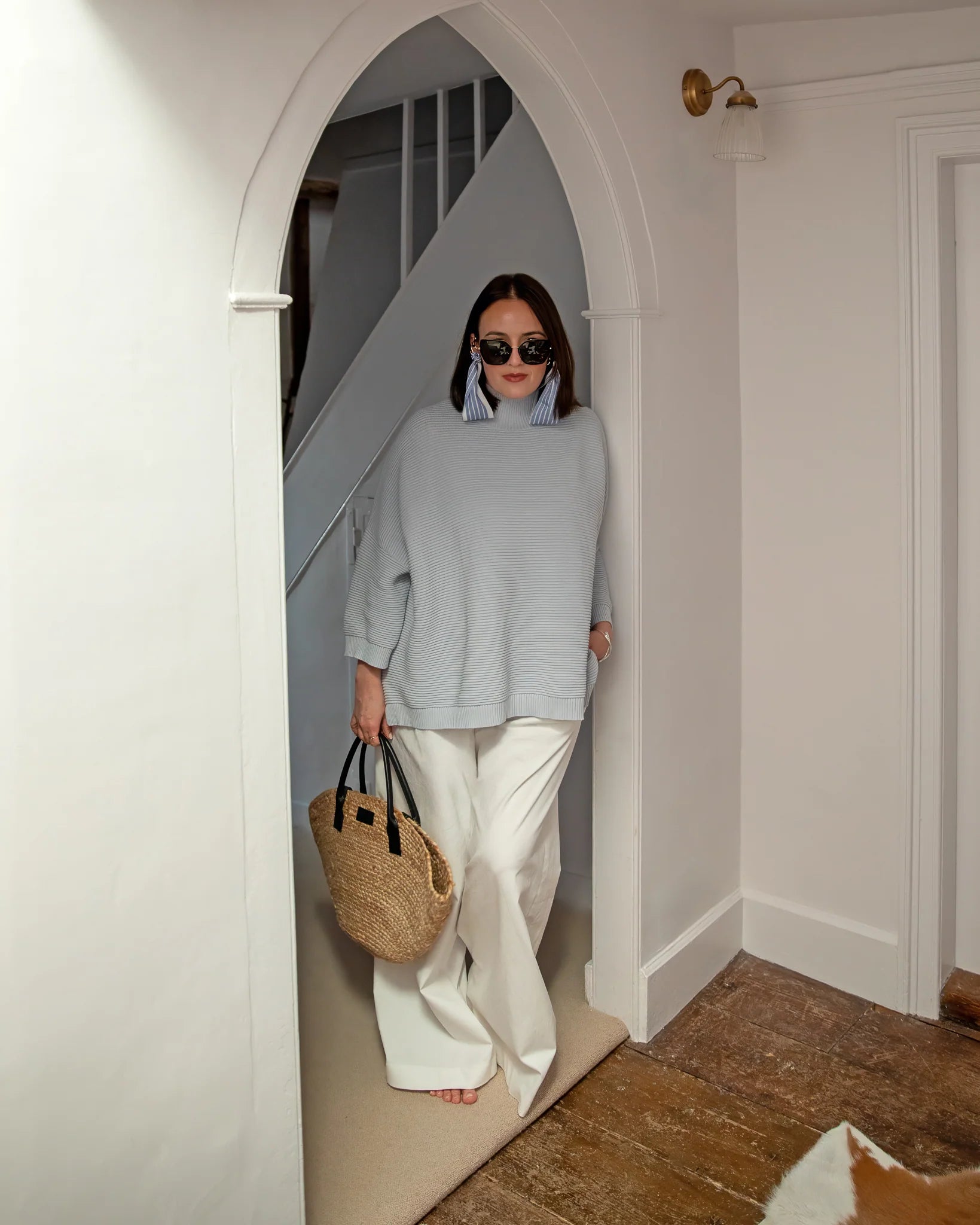 CHALK BROMLEY JUTE BAG. Natural/black