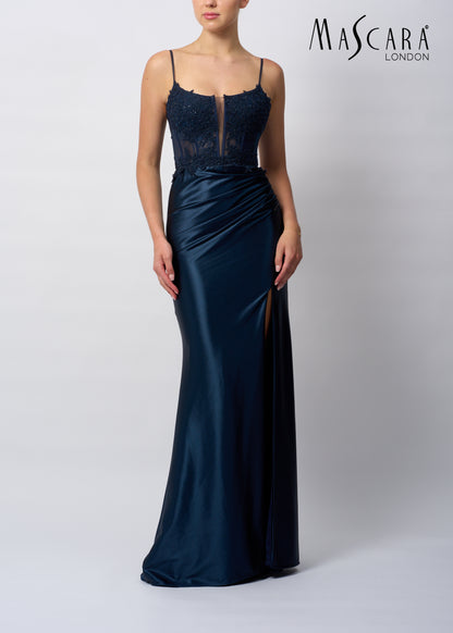 MC12423 SATIN LACE BODICE DRESS