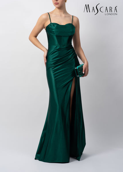 Masacra MC12447 Drapefront jersey dress FOREST