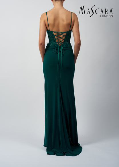 Mascara MC18328 Embelished Tie Back Dress Forest
