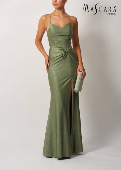 Mascara MC295112 Tie back jersey dress shimmer Smokey Green