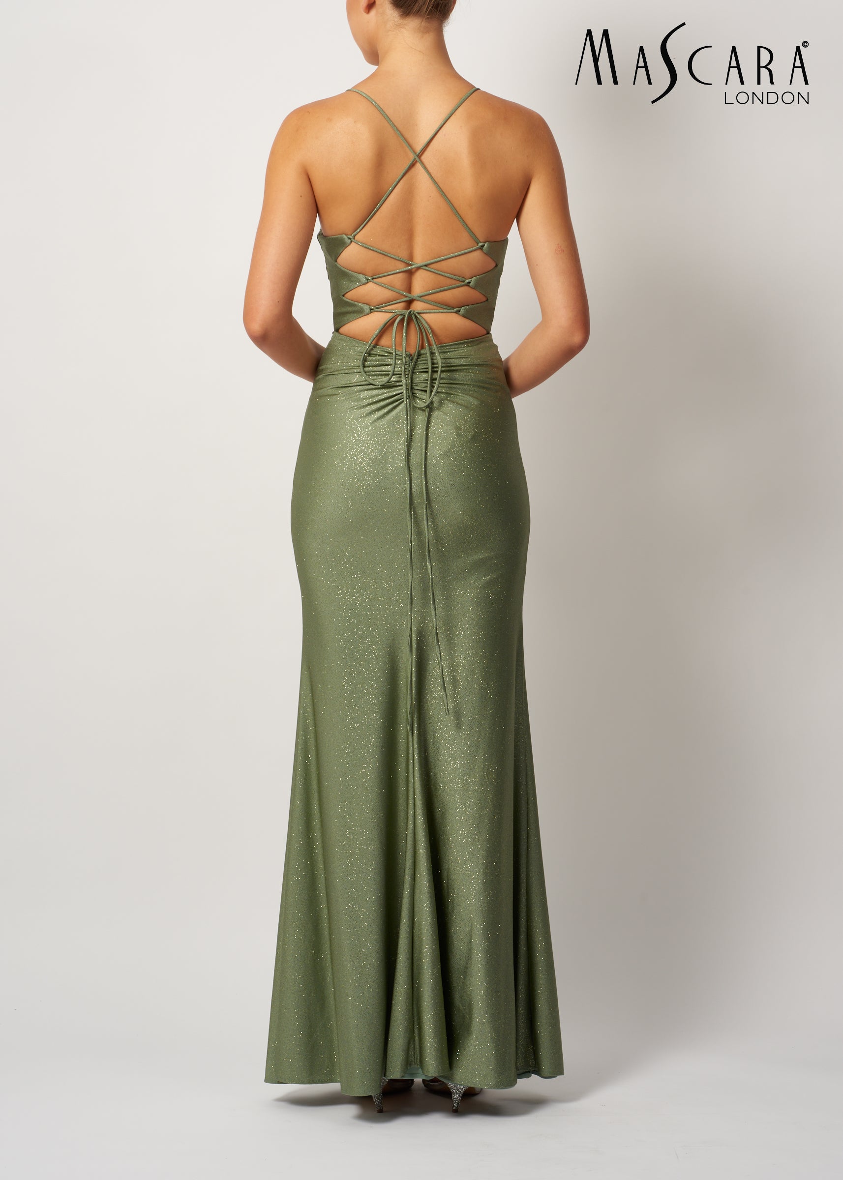 Mascara MC295112 Tie back jersey dress shimmer Smokey Green
