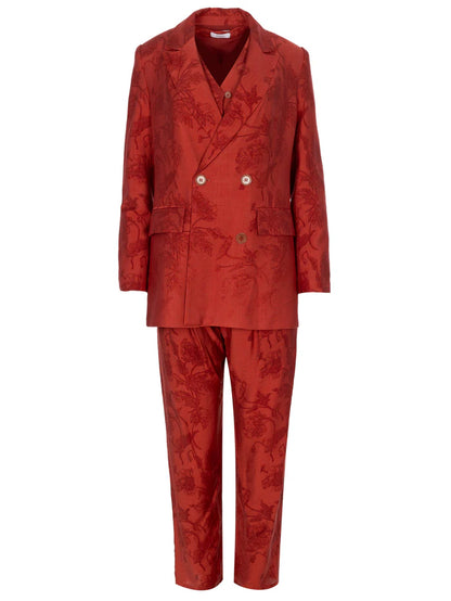 MIOH Montesco jacket. Botanical floral fabric double - breasted blazer