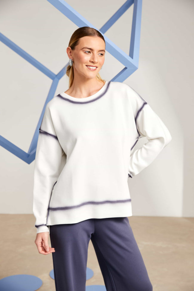 Naya NAS25126 Round neck sweatshirt with spray effect print at seams