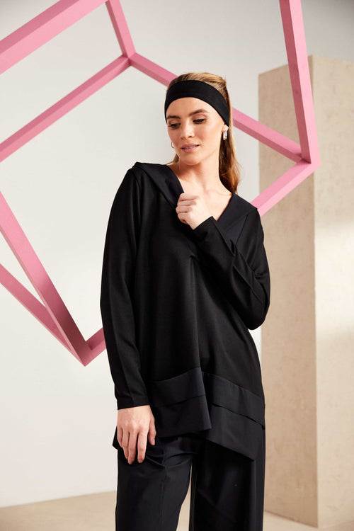 Naya NAS25134 Hooded top with contrast wrap over neckline