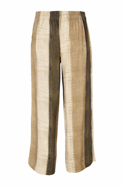 Naya NAS25270 Wide stripe scratch print crop trouser with slit in side seam