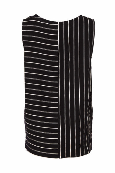 Naya NAS25336 Stripped sleeveless top with curved hemline