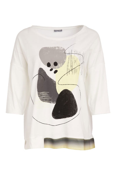 NAYA 26124 Placement Print Top With Contrast Hem panel At Front