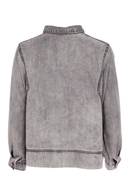 Naya 26140 Washed Effect Tencel Jacket With Button Closing