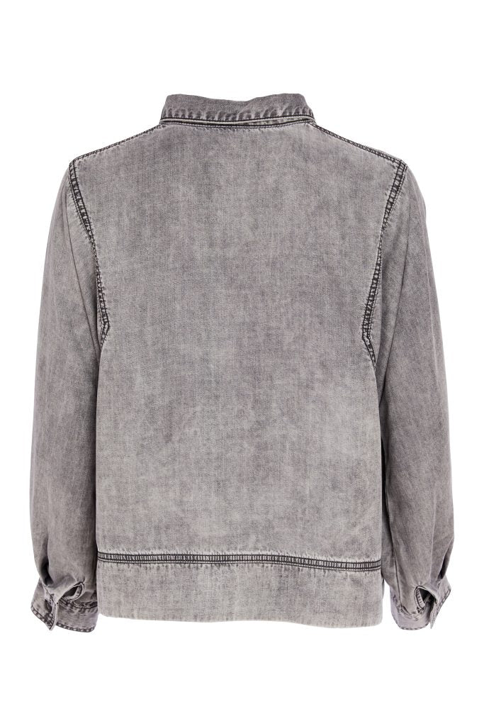 Naya 26140 Washed Effect Tencel Jacket With Button Closing