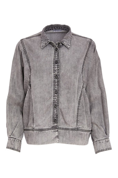 Naya 26140 Washed Effect Tencel Jacket With Button Closing