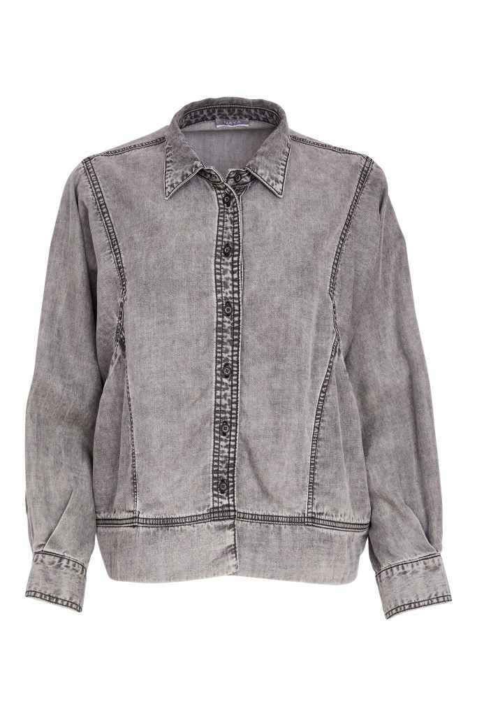Naya 26140 Washed Effect Tencel Jacket With Button Closing