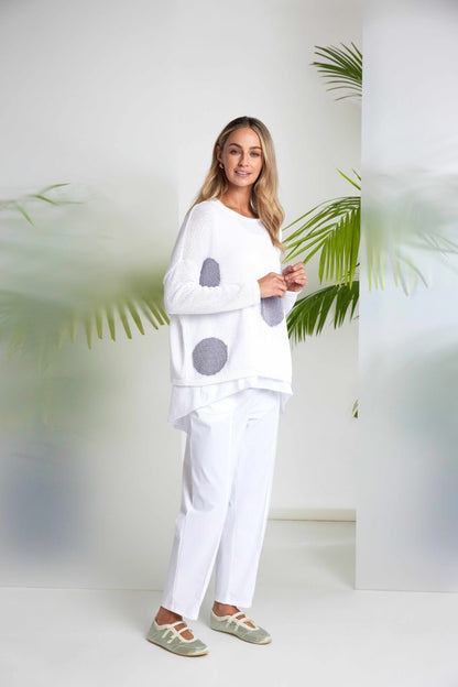 Naya 26142 Spot Print Round Neck Organic Knit