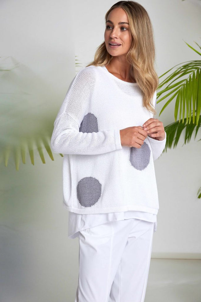 Naya 26142 Spot Print Round Neck Organic Knit