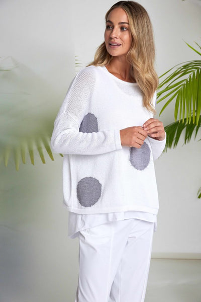 Naya 26142 Spot Print Round Neck Organic Knit