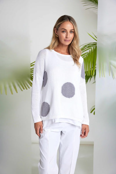 Naya 26142 Spot Print Round Neck Organic Knit