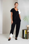NAYA 26229 Pull Up Trouser With Contrast Curved Panel At Hem