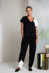 NAYA 26229 Pull Up Trouser With Contrast Curved Panel At Hem