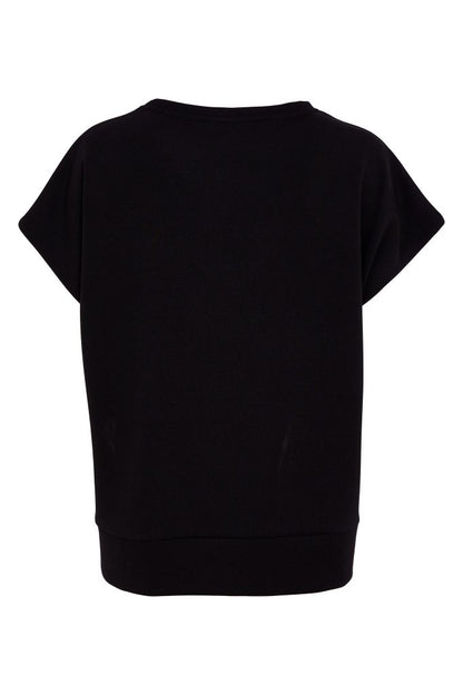 NAYA 26192 Vee Neck Top With Contrast Shoulder Panel