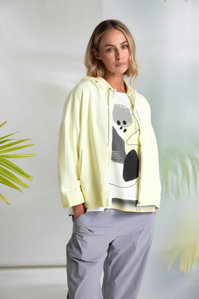 NAYA 26124 Placement Print Top With Contrast Hem panel At Front