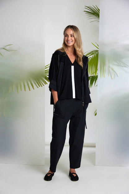 NAYA 26109 Pull Up Slim Leg Trouser With Patch Pocket