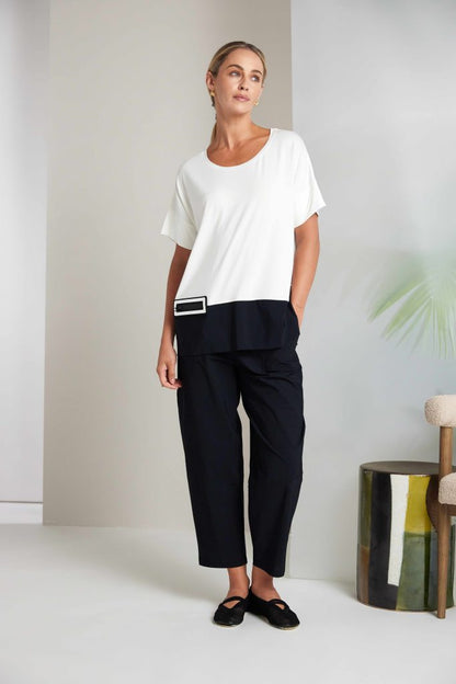 NAYA 26109 Pull Up Slim Leg Trouser With Patch Pocket