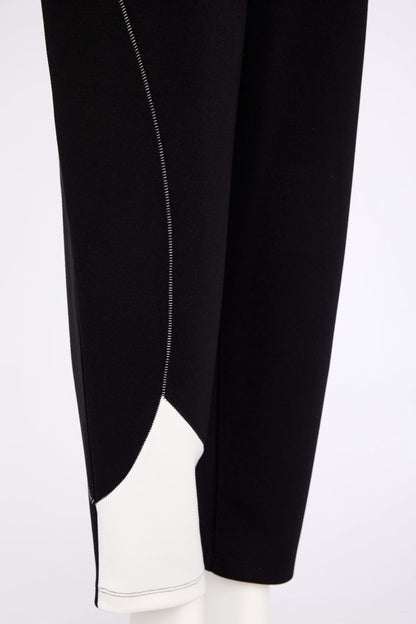NAYA 26229 Pull Up Trouser With Contrast Curved Panel At Hem