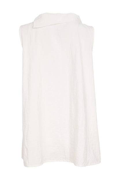 NAYA 26261 Placement Print Top With Collar And Cut Out Hem