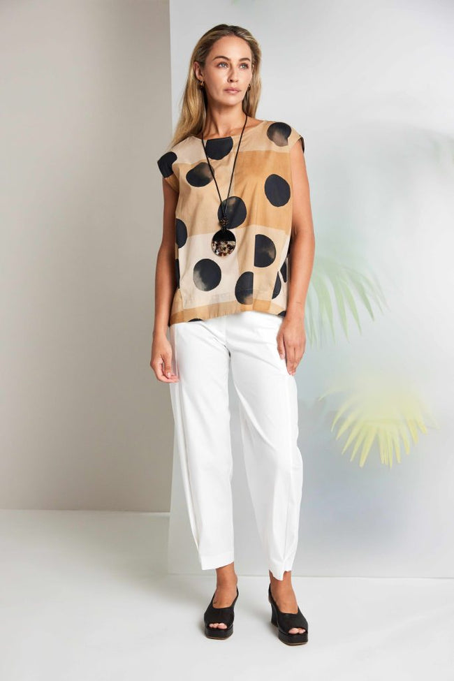 NAYA 26277Spot Print Round Neck Top