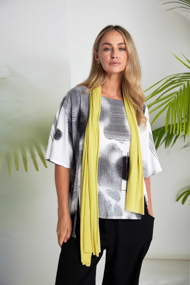 Naya 26311 Blurred Faded Spot Print Square Shape Tunic Top