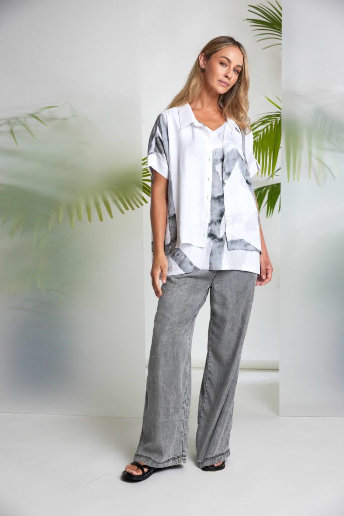 Naya 26137 Wide Leg Tencel Pull Up Trouser