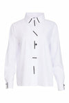 NAYA 25182 Cotton shirt with colour strips at collar and front closing