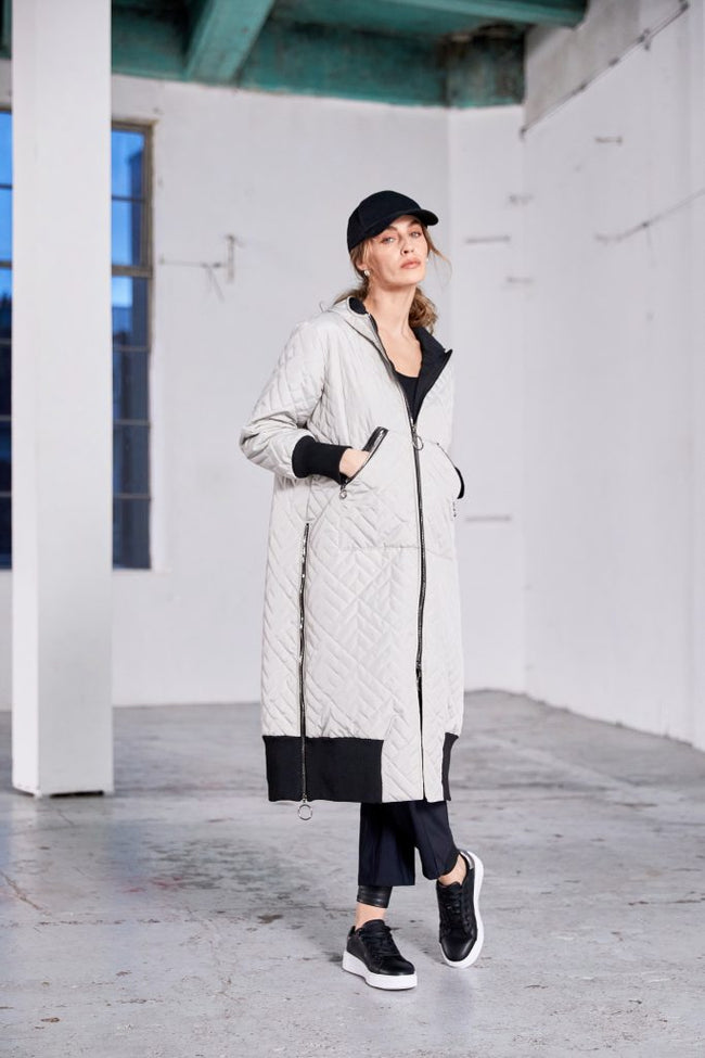 NAYA 184  Hooded coat with knitted cuff