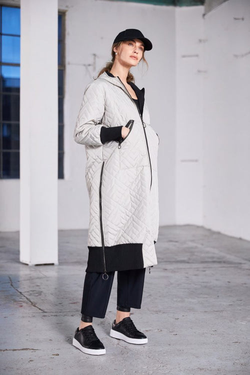 NAYA 184  Hooded coat with knitted cuff