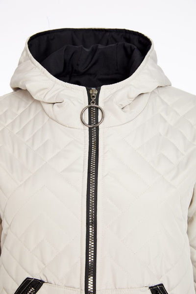 NAYA 184  Hooded coat with knitted cuff