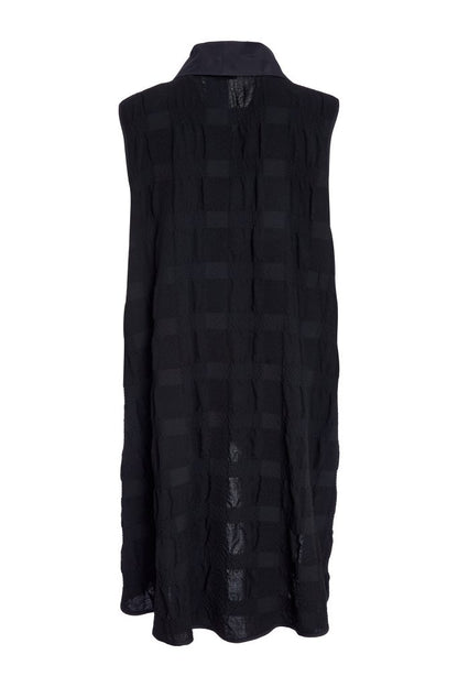 NAYA 25195 long line waistcoat with dipped hem metal collar and pocket