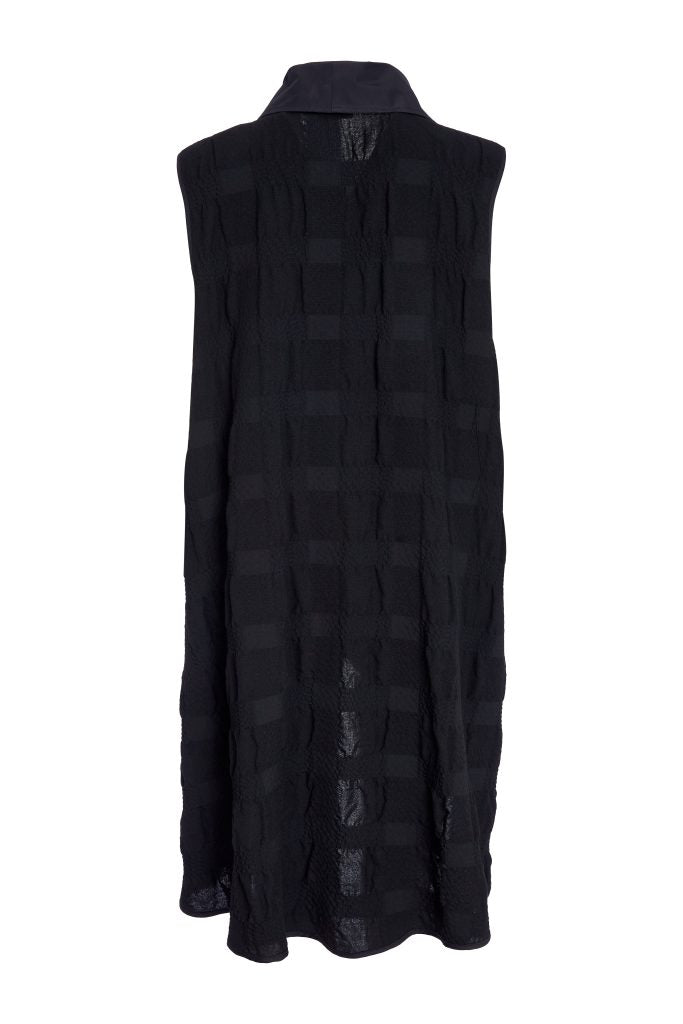 NAYA 25195 long line waistcoat with dipped hem metal collar and pocket
